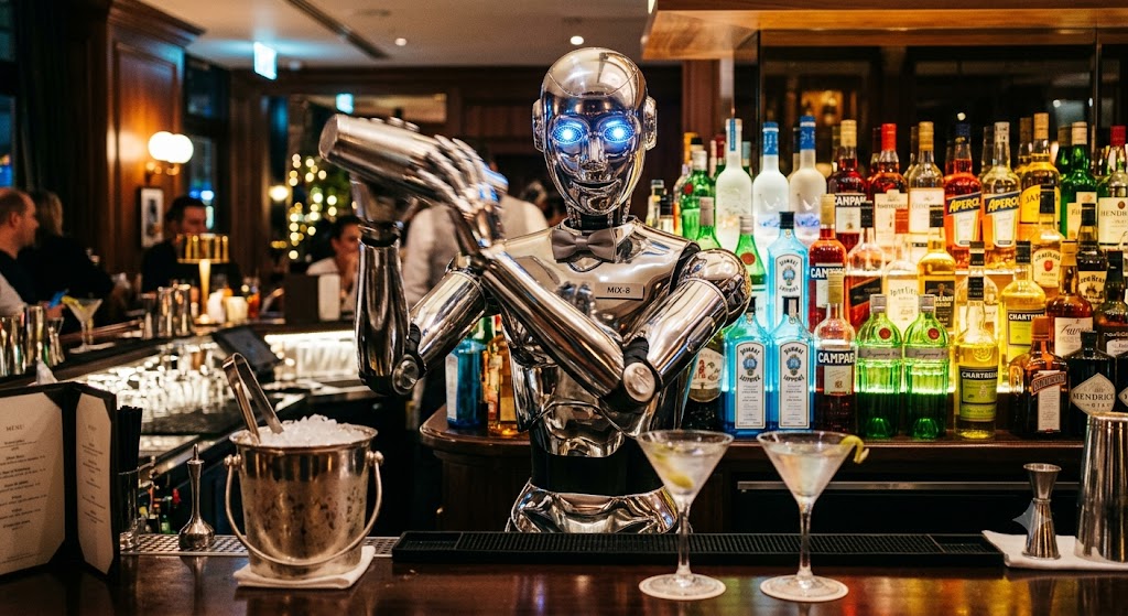 Robot shaking a cocktail shaker
