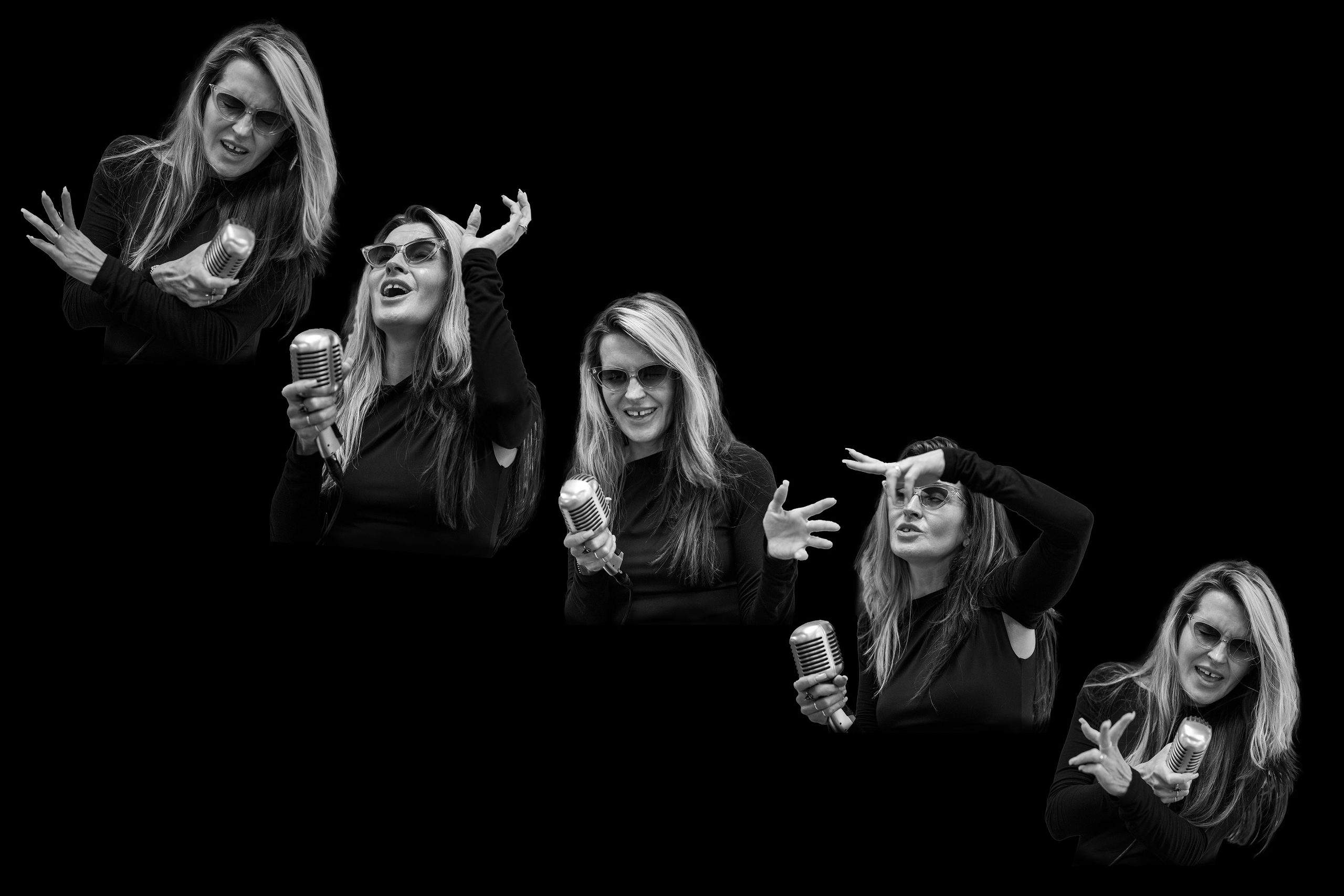 AI-assisted Learning example: composite image of jazz singer